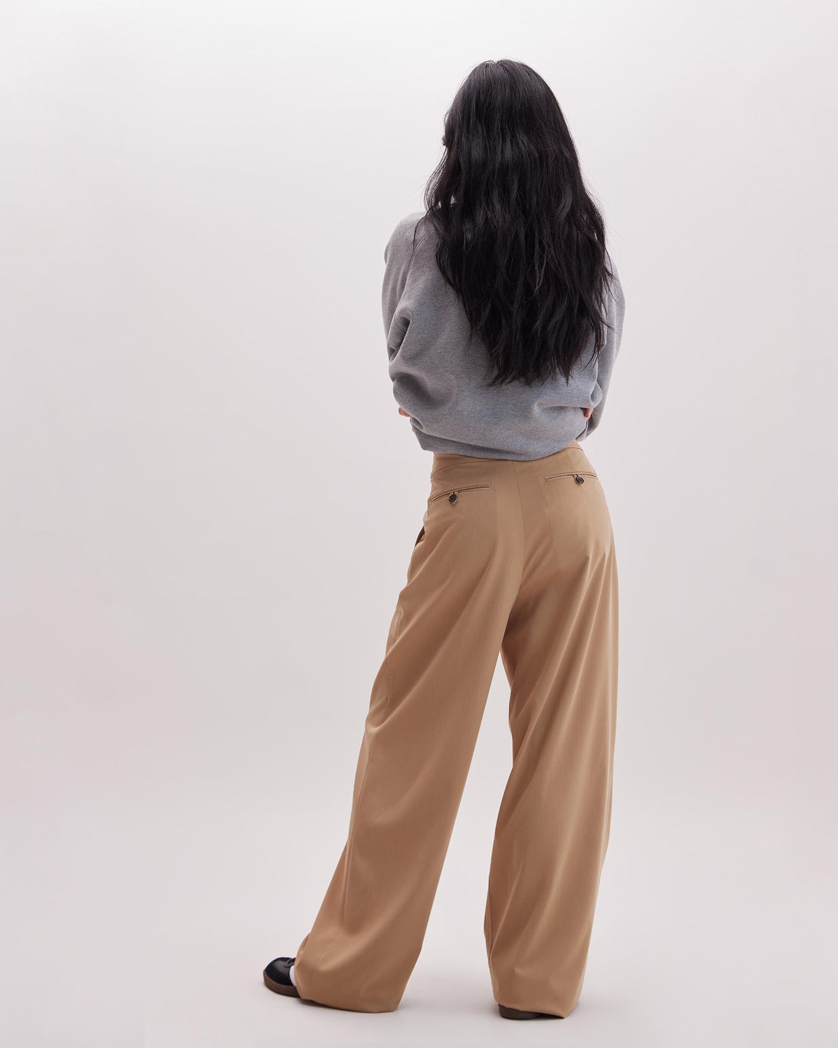 Womens Sophia Fluid Wide Leg Trouser - Polyester Modal Twill - Khaki