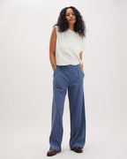 Womens Sophia Fluid Wide Leg Trouser - Polyester Modal Twill - Vintage Indigo