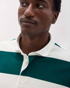 Mens Heavy Pima Rugby Polo - Pima Cotton Jersey - Rainforest Bone Stripe