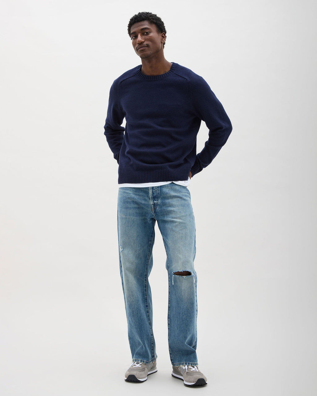 Mens Noel Sweater - Cotton Sweater Knit - Blue Nights