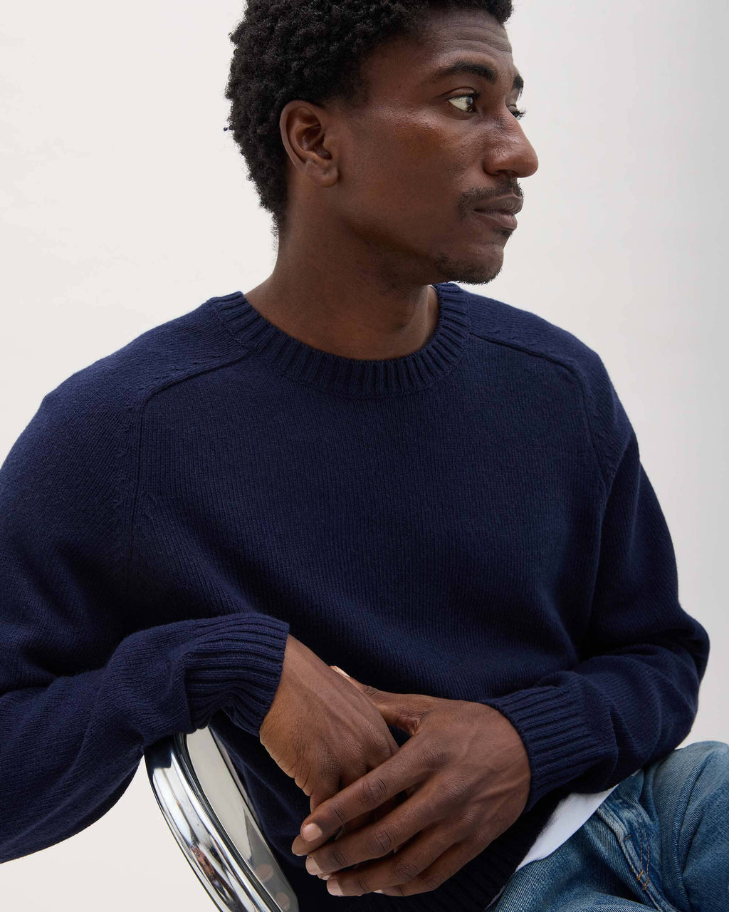 Mens Noel Sweater - Cotton Sweater Knit - Blue Nights