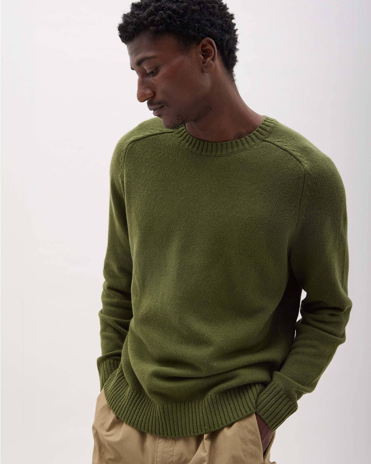 Mens Noel Sweater - Cotton Sweater Knit - Cypress