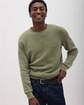 Mens Dune Open Knit Sweater - Cotton Sweater Knit - Cypress