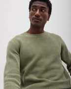 Mens Dune Open Knit Sweater - Cotton Sweater Knit - Cypress