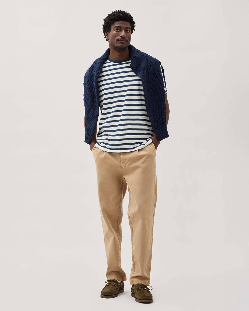 Mens Short Sleeve Stripe Pima Tee - Pima Cotton Jersey - Nautical Stripe