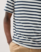 Mens Short Sleeve Stripe Pima Tee - Pima Cotton Jersey - Nautical Stripe