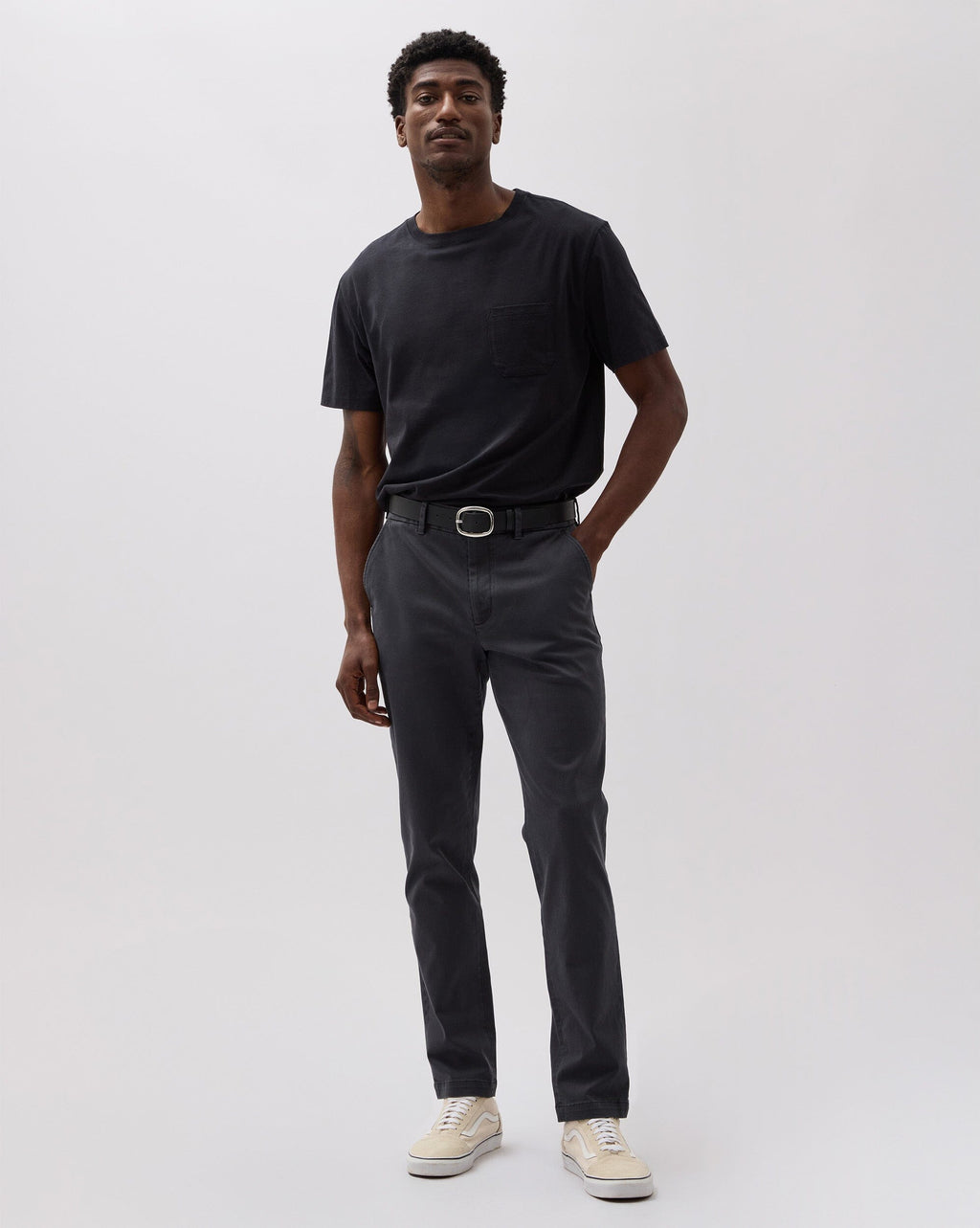 Mens Lightweight Chino - Stretch Cotton Twill - Black