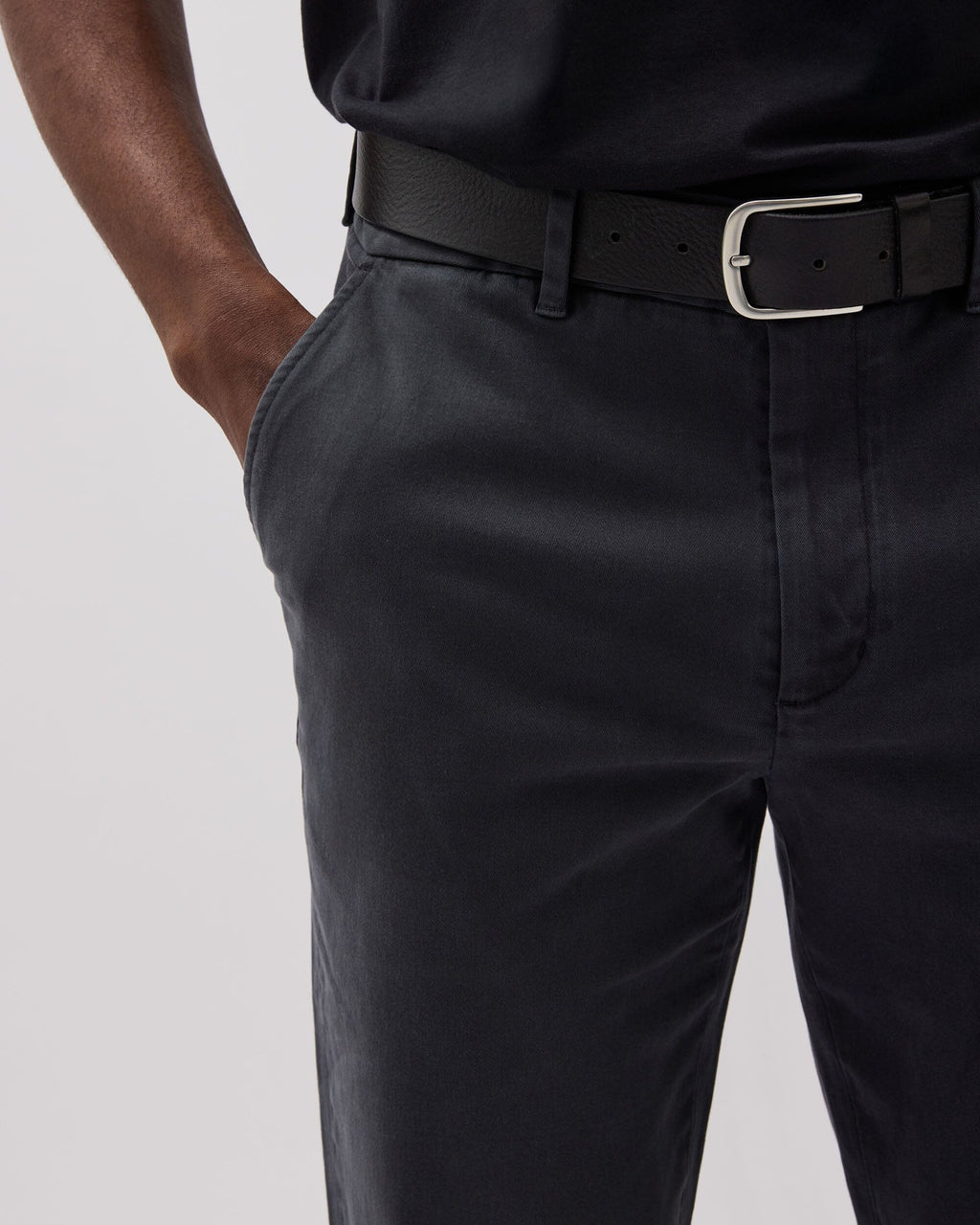 Mens Lightweight Chino - Stretch Cotton Twill - Black