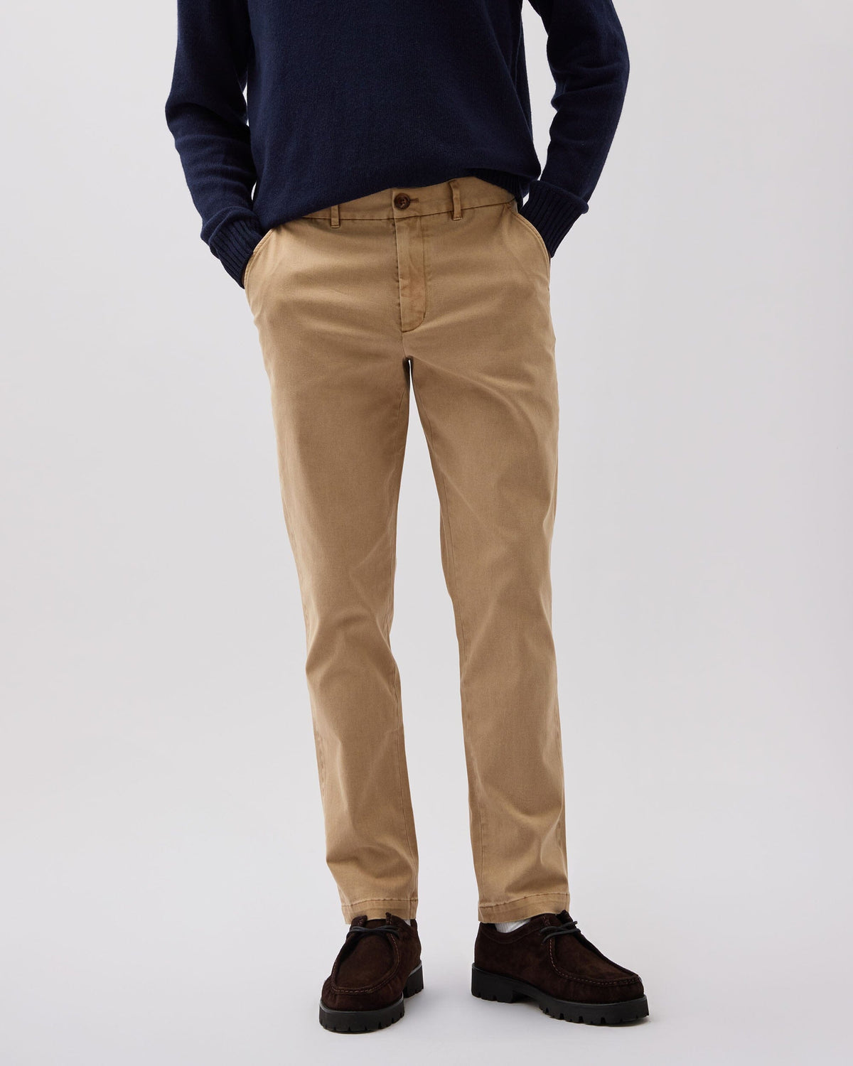 Mens Lightweight Chino - Stretch Cotton Twill - Khaki