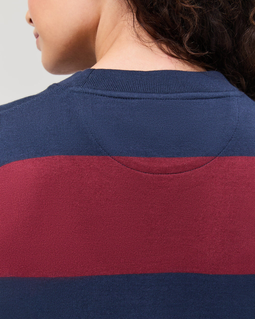 Womens Heavy Pima Rugby Pullover - Pima Cotton Jersey - Maroon/Navy Stripe