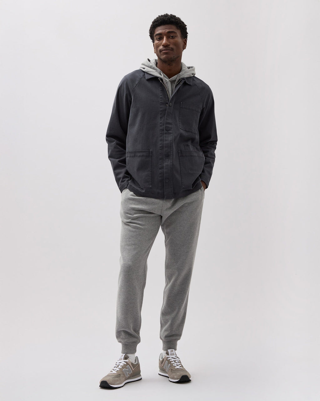 Mens Lightweight Chore Coat - Stretch Cotton Twill - Black