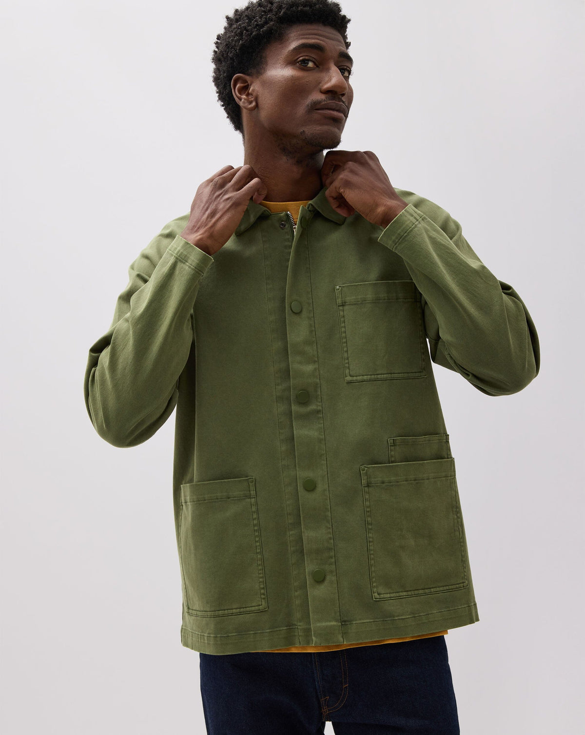 Mens Lightweight Chore Coat - Stretch Cotton Twill - Cypress