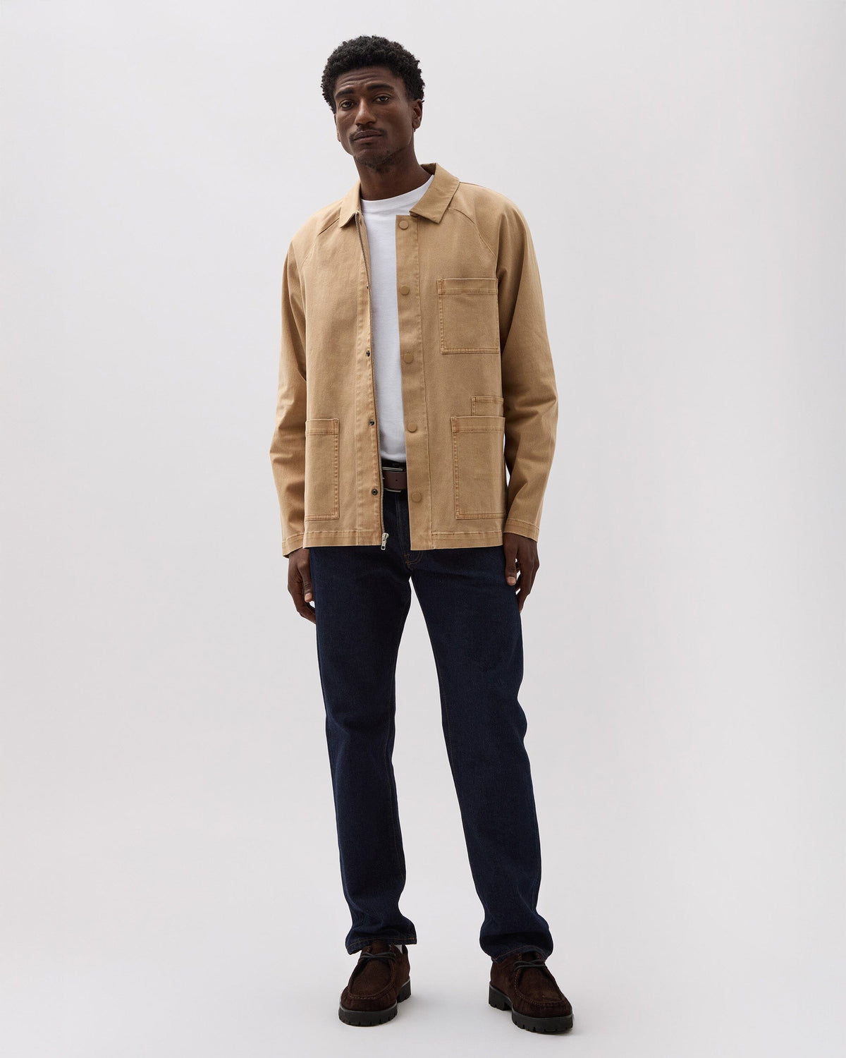 Mens Lightweight Chore Coat - Stretch Cotton Twill - Khaki