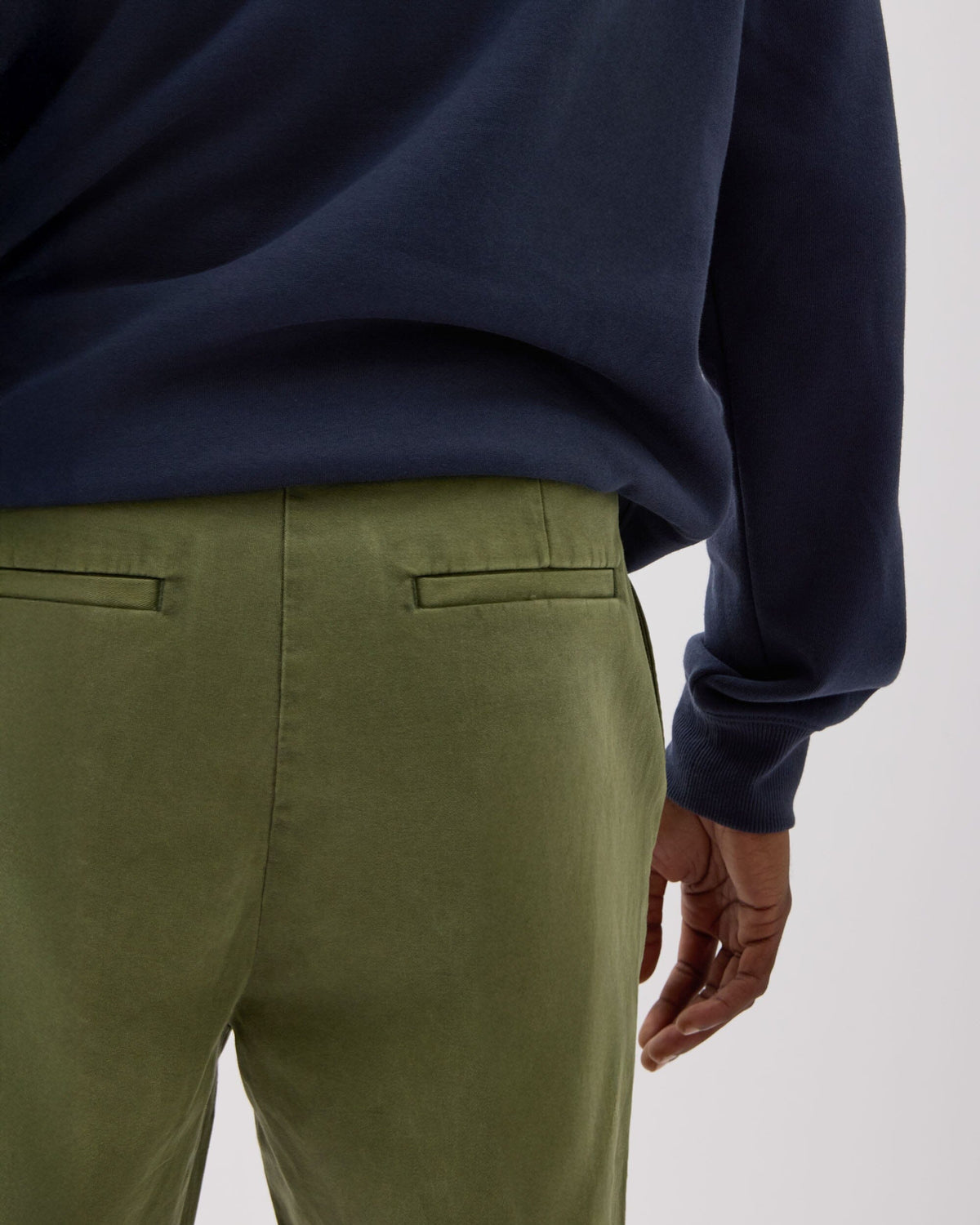 Mens Pleated Lightweight Chino - Stretch Cotton Twill - Cypress