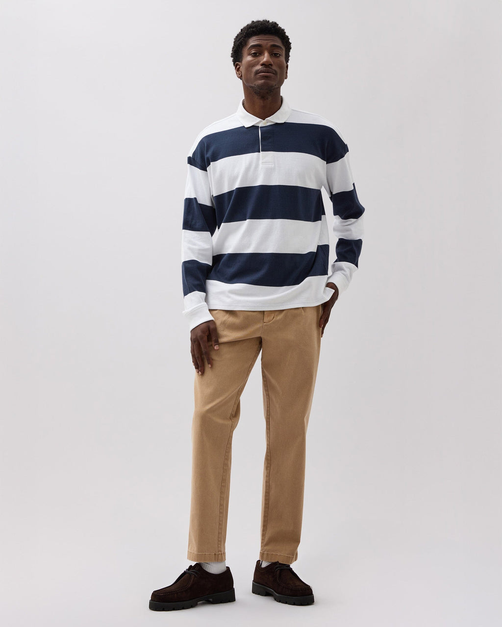 Mens Pleated Lightweight Chino - Stretch Cotton Twill - Khaki