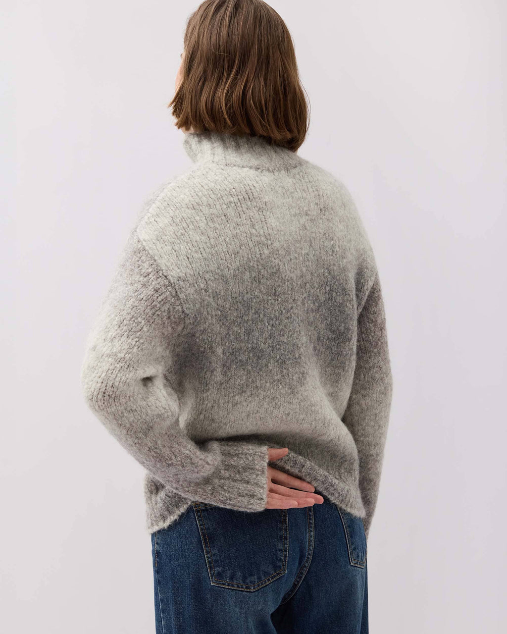 Womens Memory Sweater - Alpaca Sweater Knit - Grey Degrade