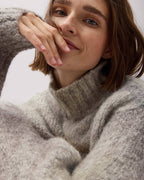 Womens Memory Sweater - Alpaca Sweater Knit - Grey Degrade