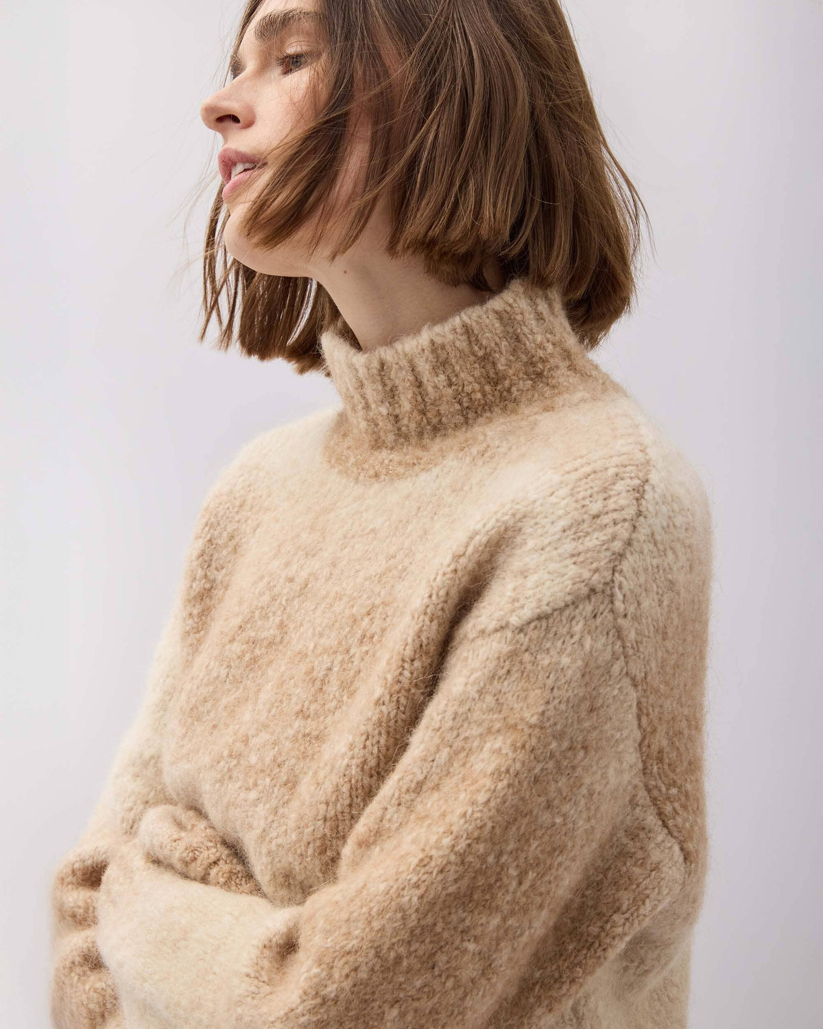 Womens Memory Sweater - Alpaca Sweater Knit - Oatmeal Degrade