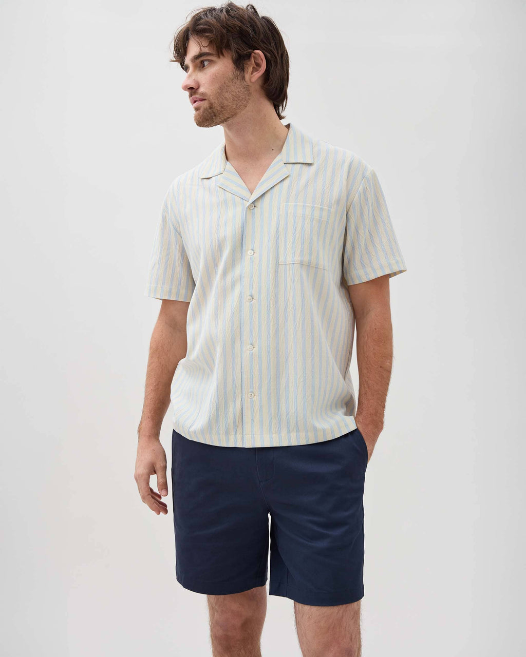 Mens Stretch Twill Short - Stretch Cotton Twill - Blue Nights