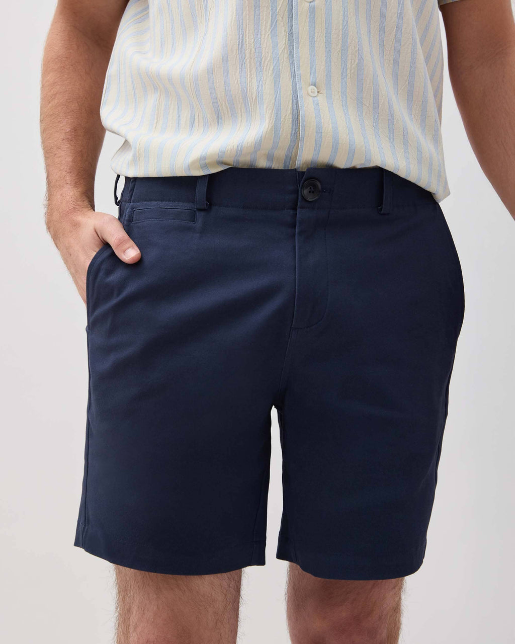 Mens Stretch Twill Short - Stretch Cotton Twill - Blue Nights