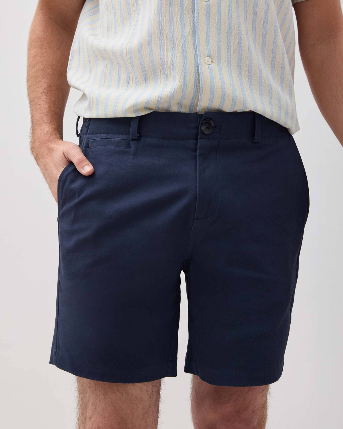 Mens Stretch Twill Short - Stretch Cotton Twill - Blue Nights