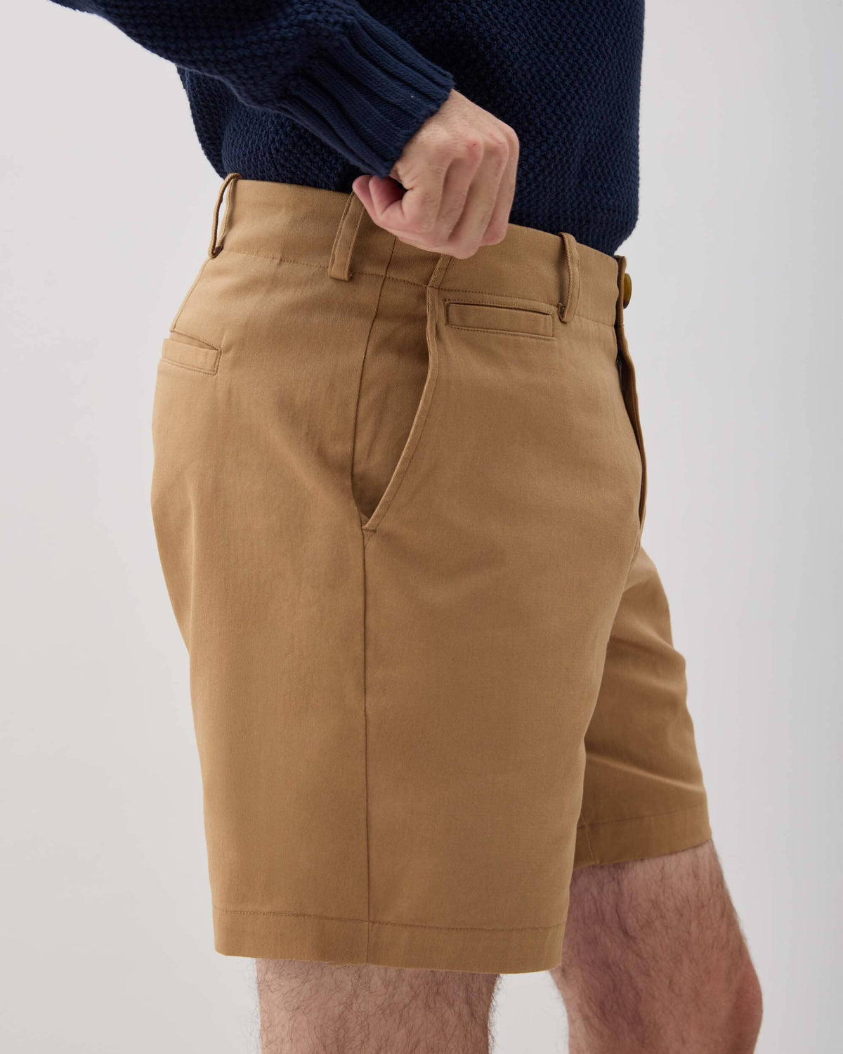 Mens Stretch Twill Short - Stretch Cotton Twill - Khaki