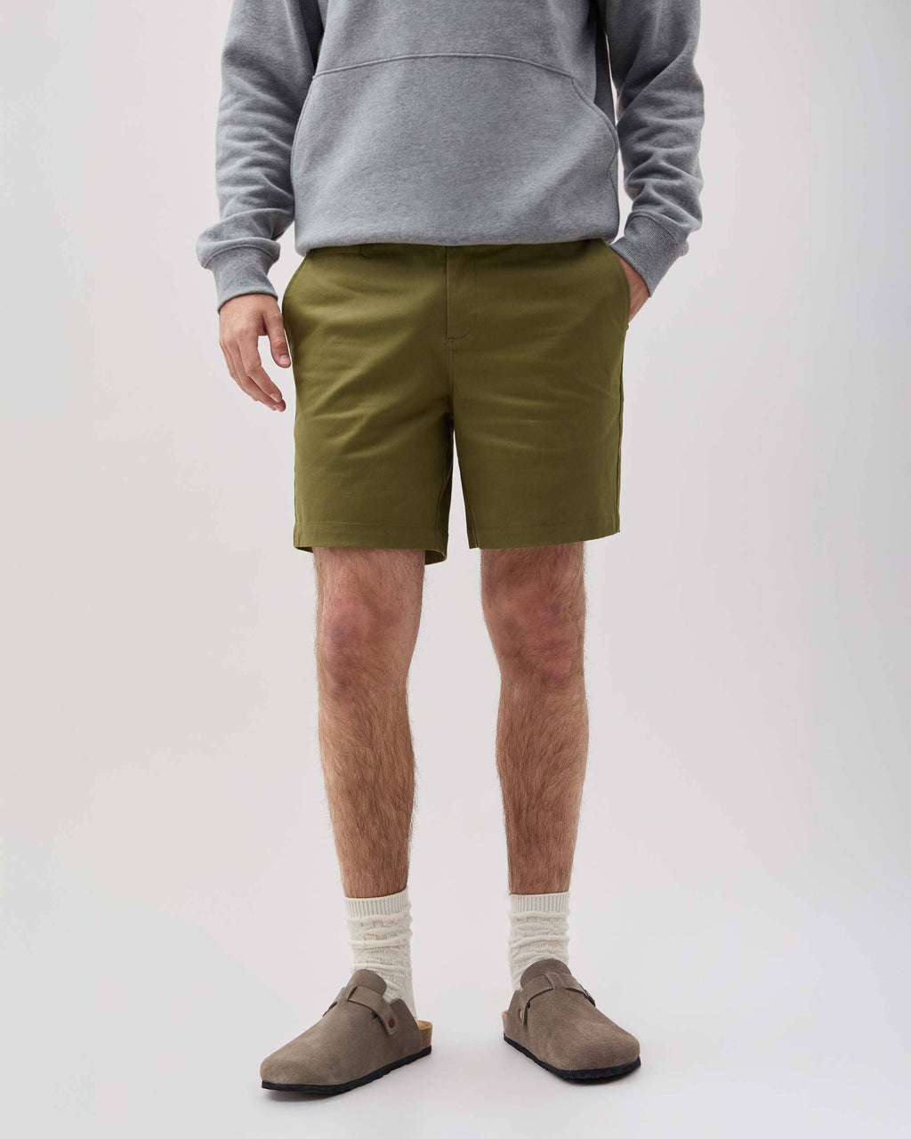 Mens Stretch Twill Short - Stretch Cotton Twill - Olive Army