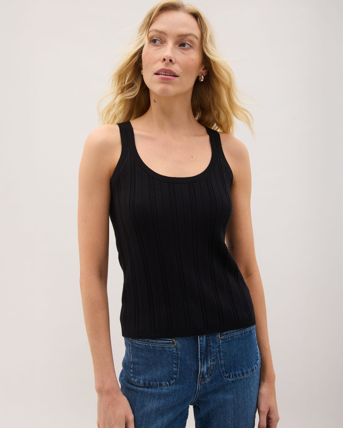 Womens Monica Tank - Cotton Sweater Knit - Black