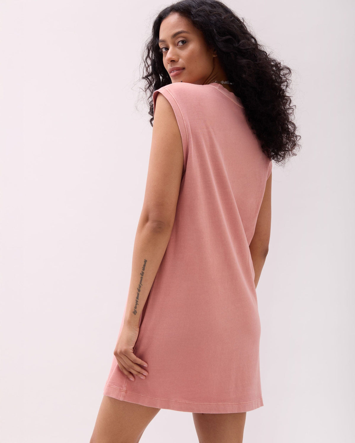 Womens Relaxed Muscle Dress - Pigment Dye Jersey - Pink Sands
