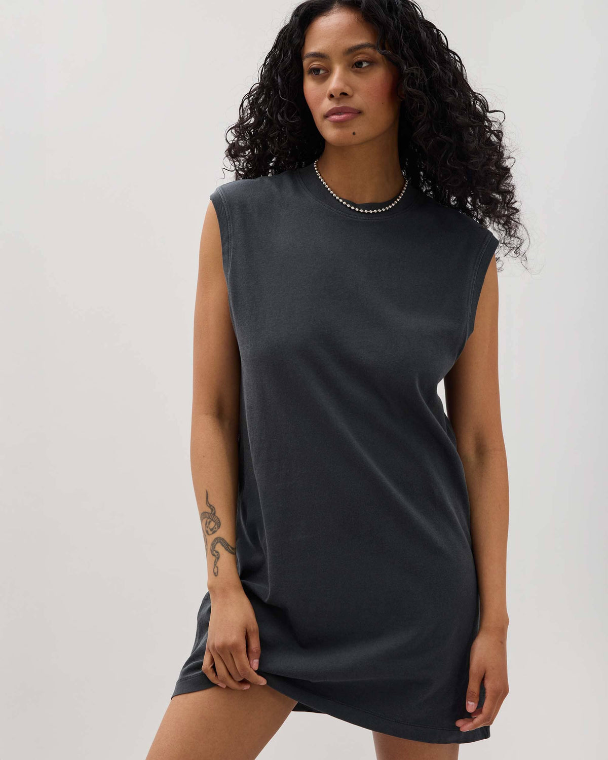 Womens Relaxed Muscle Dress - Pigment Dye Jersey - Stretch Limo
