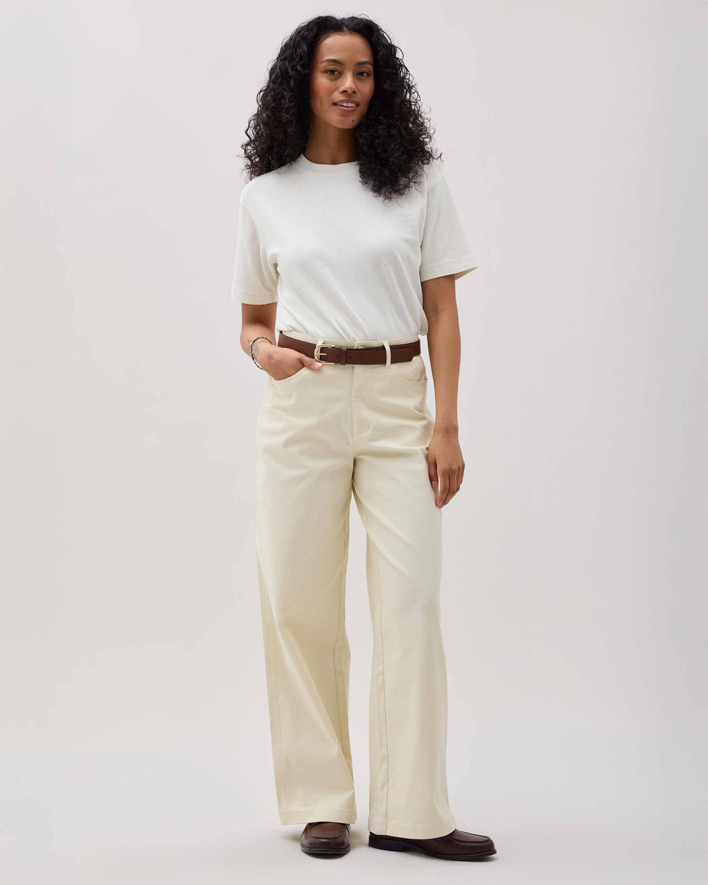 Womens Relaxed Everyday Tee - Pigment Dye Jersey - Bone