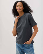 Womens Relaxed Everyday Tee - Pigment Dye Jersey - Stretch Limo