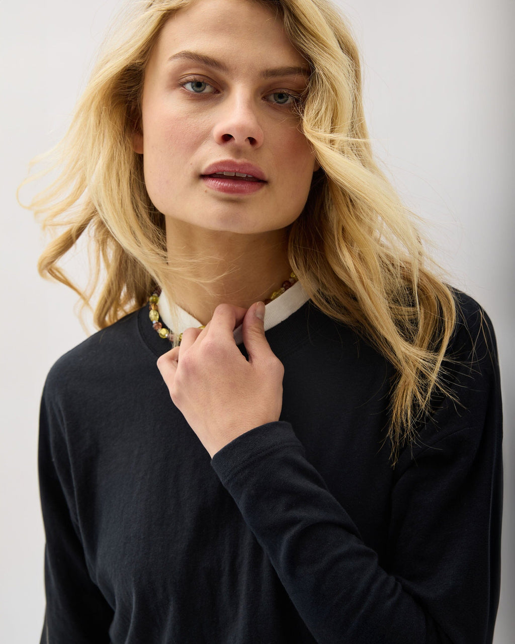 Womens Vintage Jersey Long Sleeve Tee - Recycled Cotton Jersey - Black