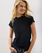 Womens Vintage Jersey Short Sleeve Tee - Recycled Cotton Jersey - Black