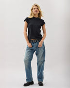 Womens Vintage Jersey Short Sleeve Tee - Recycled Cotton Jersey - Black
