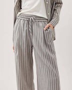 Womens Palermo Pant - Poly Seer Sucker Stripe - Black Stripe