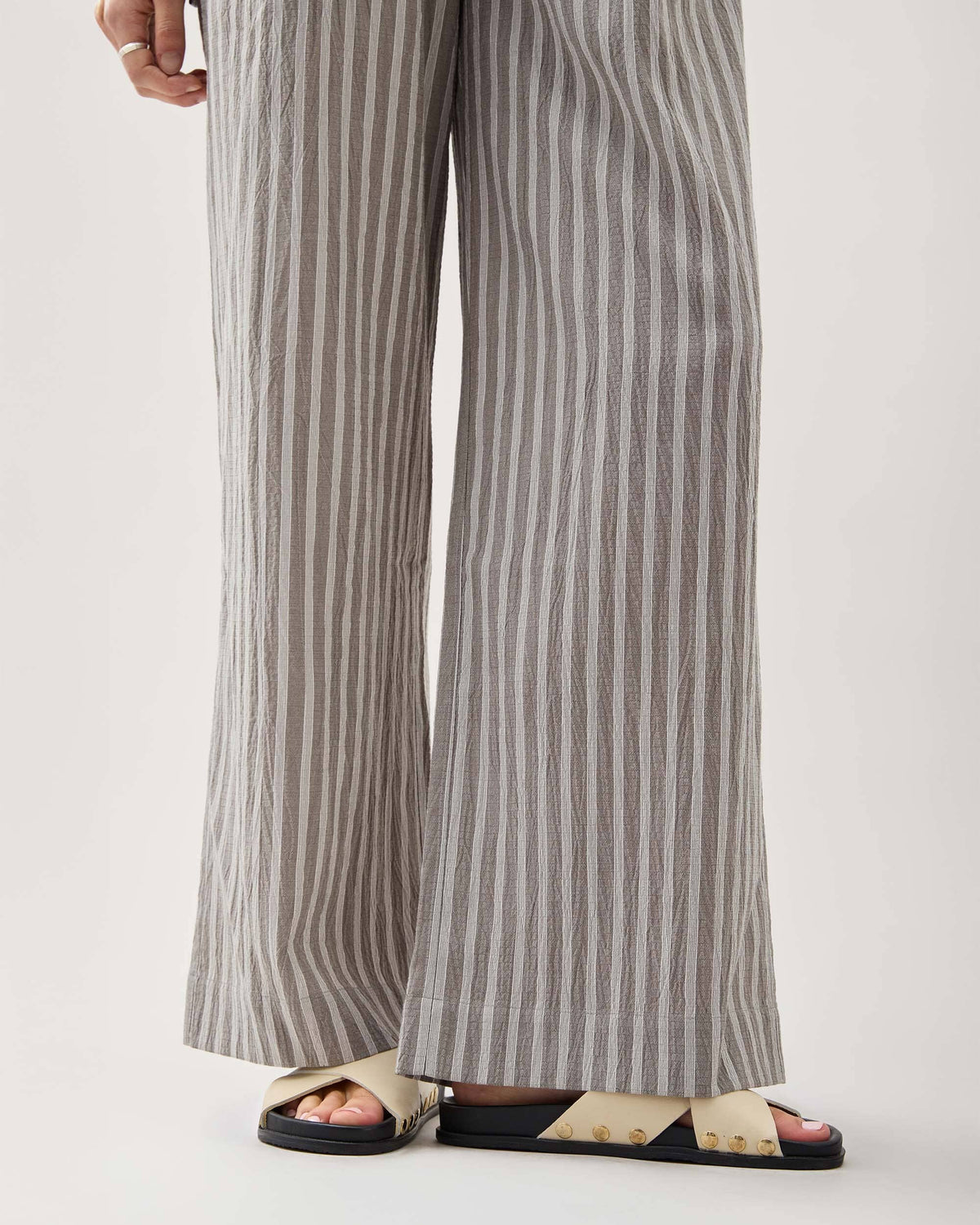 Womens Palermo Pant - Poly Seer Sucker Stripe - Black Stripe