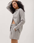 Womens Palermo Short - Poly Seer Sucker Stripe - Black / White Stripe