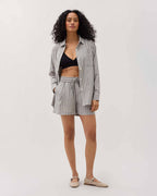 Womens Palermo Short - Poly Seer Sucker Stripe - Black / White Stripe