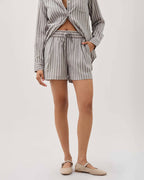 Womens Palermo Short - Poly Seer Sucker Stripe - Black / White Stripe