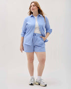 Womens Palermo Short - Poly Seer Sucker Stripe - Blue Stripe