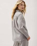 Womens Palermo Button Up - Poly Seer Sucker Stripe - Black Stripe