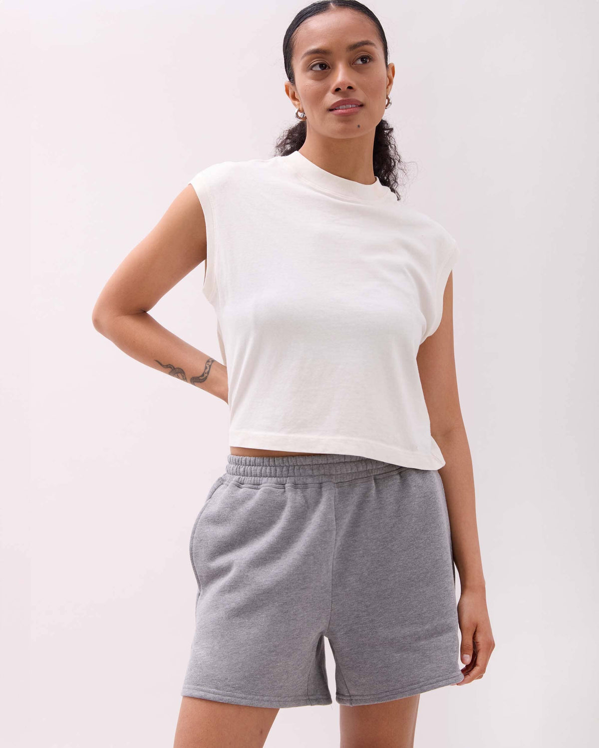 Womens Recycled Fleece Sweatshort - Recycled Fleece - Heather Grey