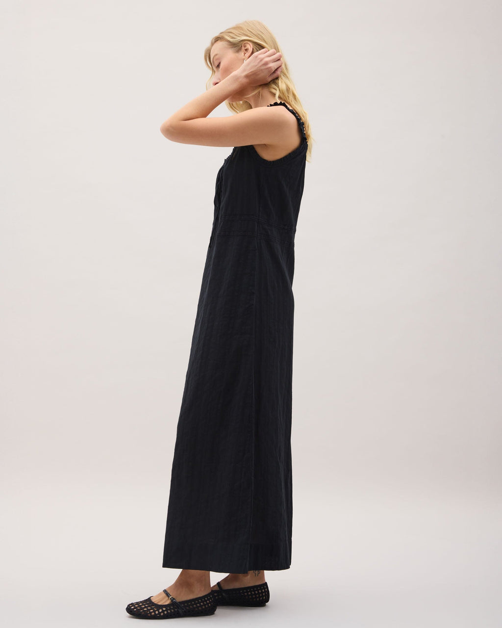 Womens Florence Sundress - Cotton Dobby - Black
