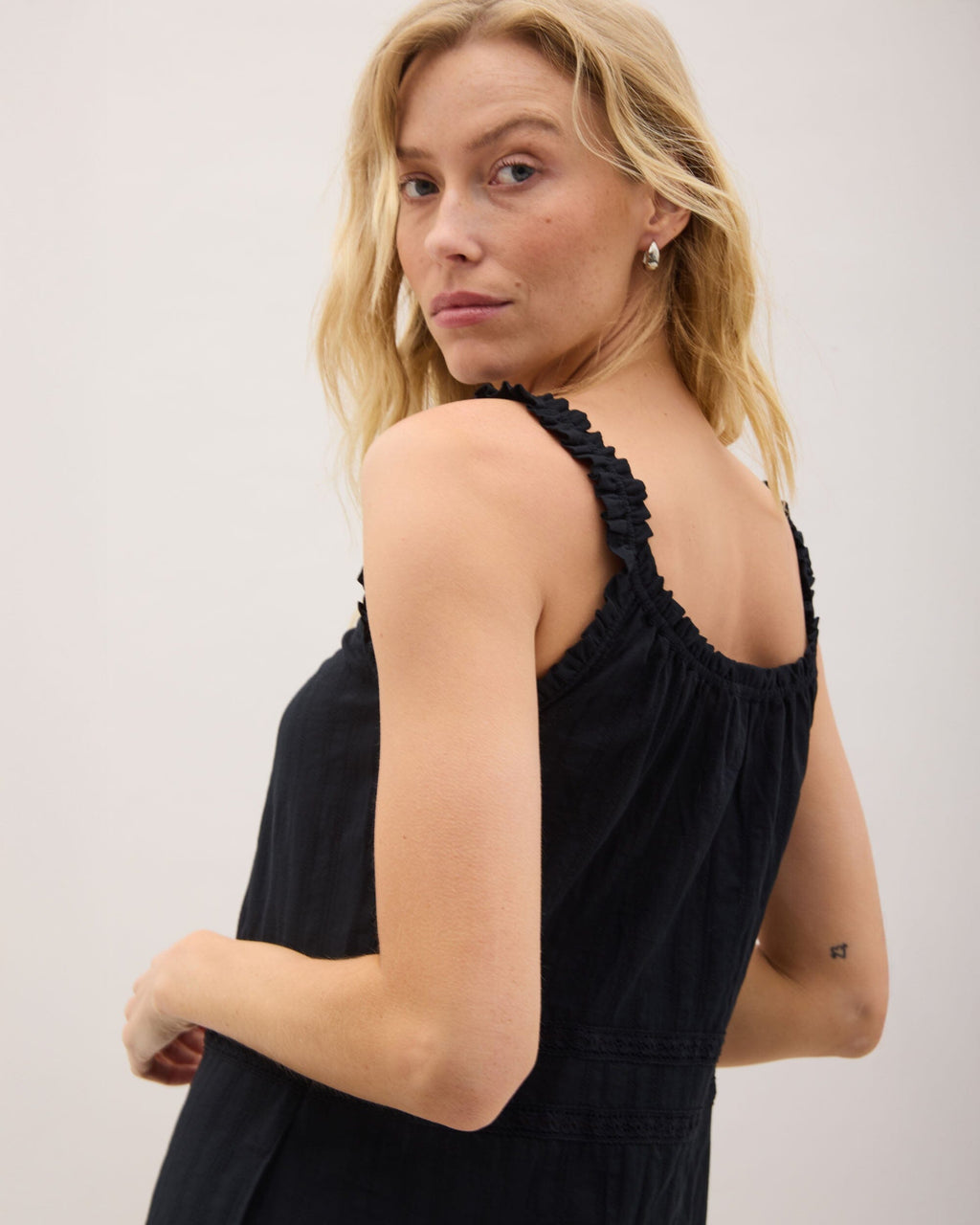Womens Florence Sundress - Cotton Dobby - Black