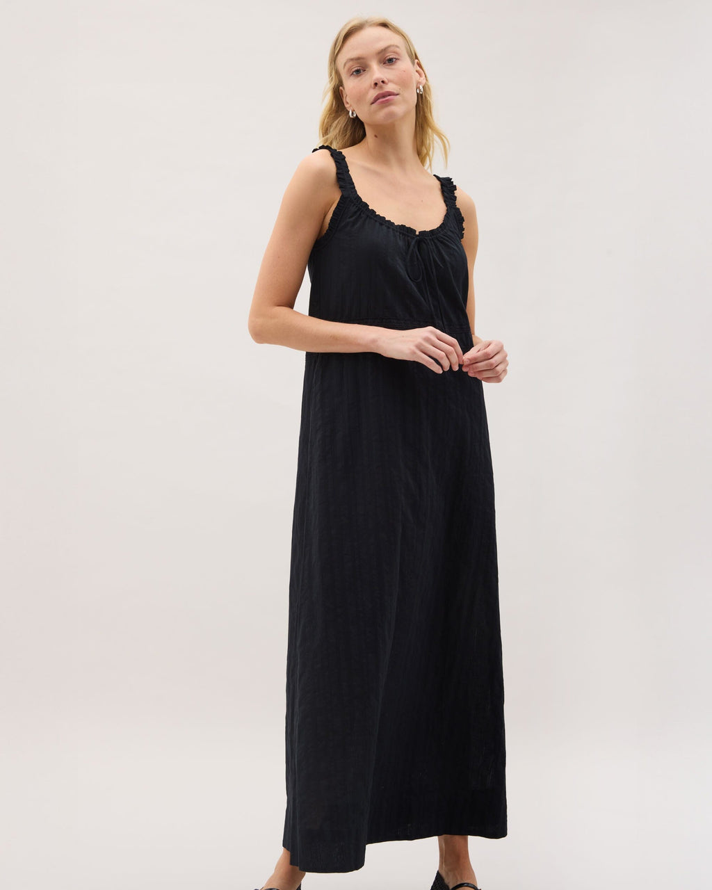 Womens Florence Sundress - Cotton Dobby - Black