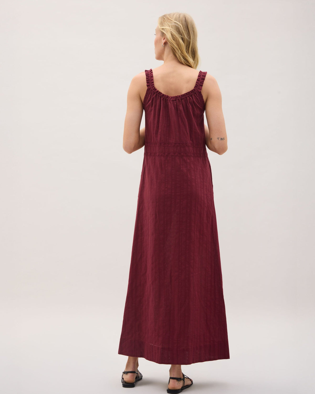 Womens Florence Sundress - Cotton Dobby - New Maroon