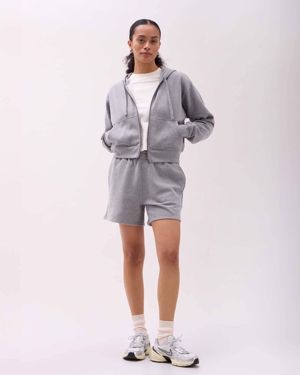 Womens Recycled Fleece Zip Hoodie - Recycled Fleece - Heather Grey