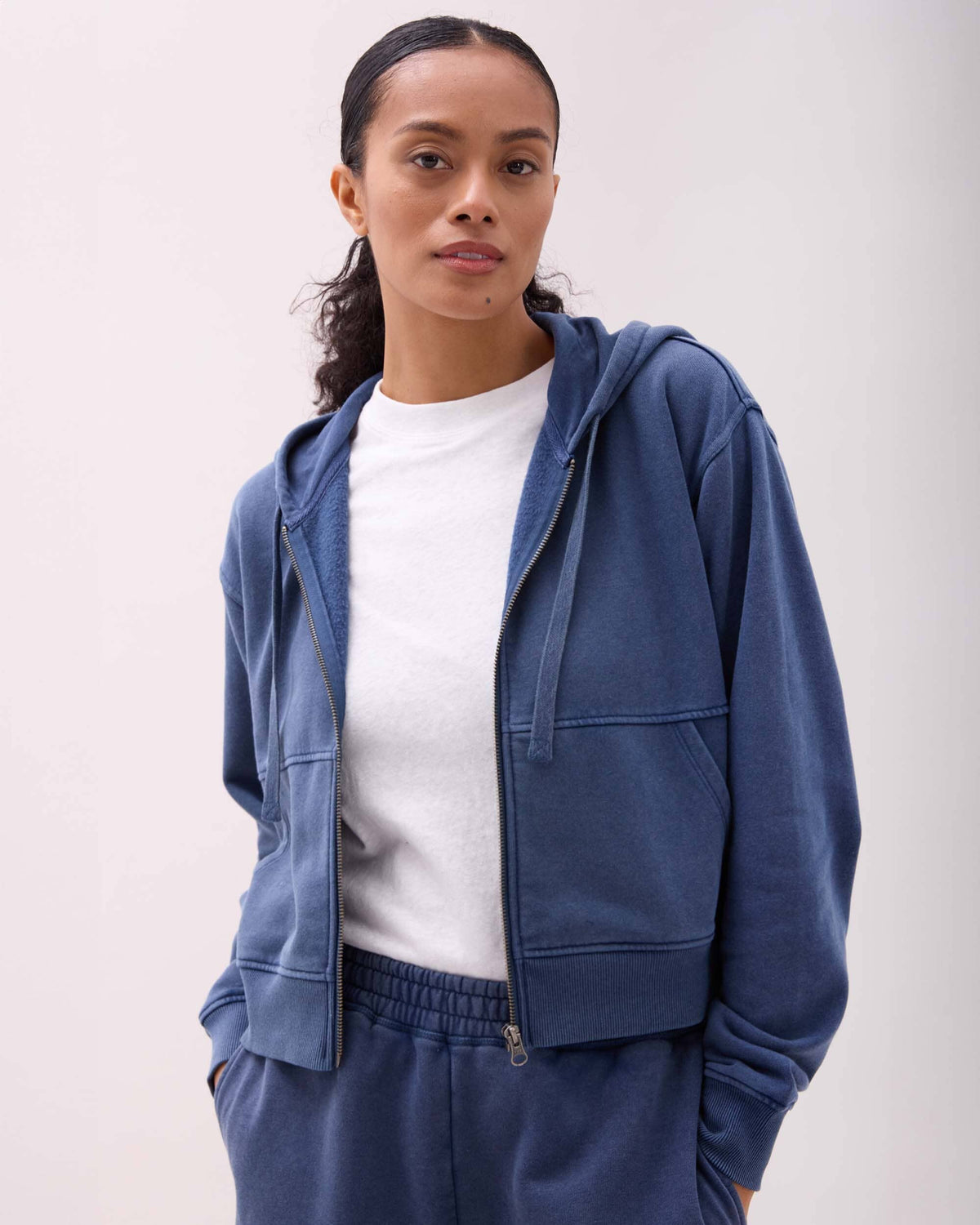 Womens Recycled Fleece Zip Hoodie - Recycled Fleece - Mineral Moonlit Ocean