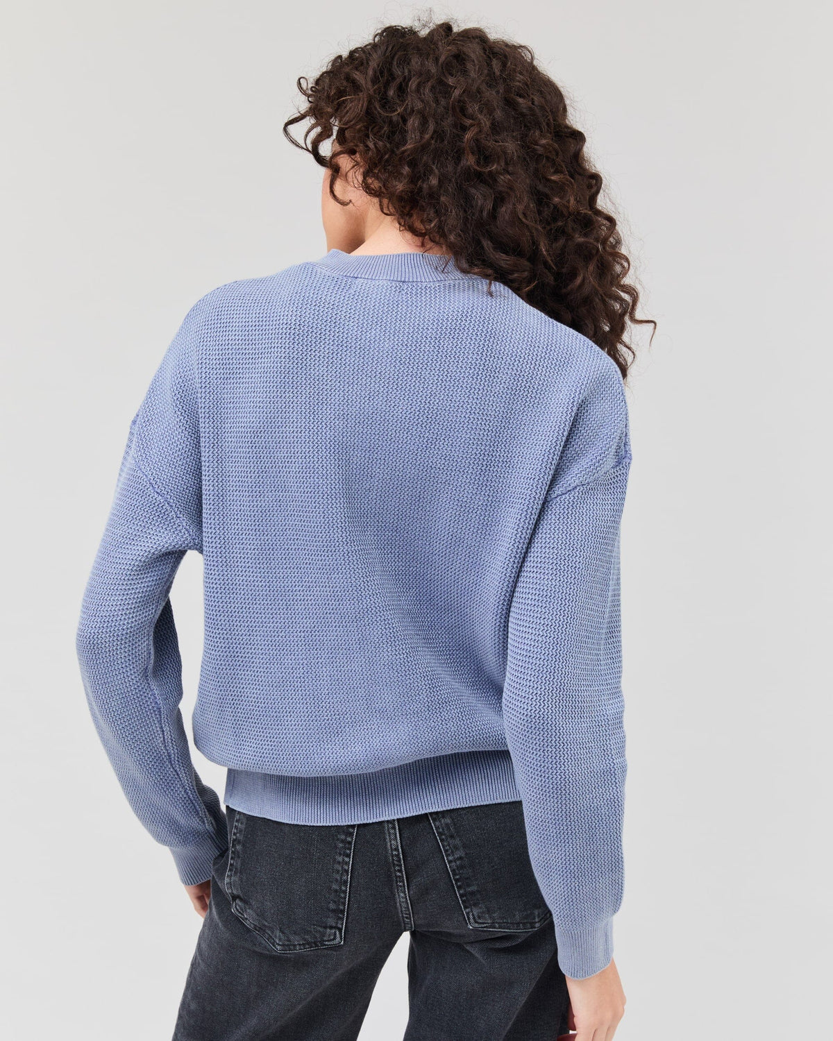 Womens Dune Cardigan - Cotton Sweater Knit - Vintage Indigo